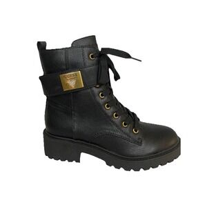 Women's Guess Caleena Jeweled Logo‎ Combat Boots - Black - Size 6M NEW